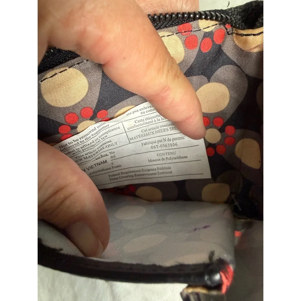 Pistil Womens Zip Around Wallet Charcoal Grey Canvas Black Faux Leather Floral